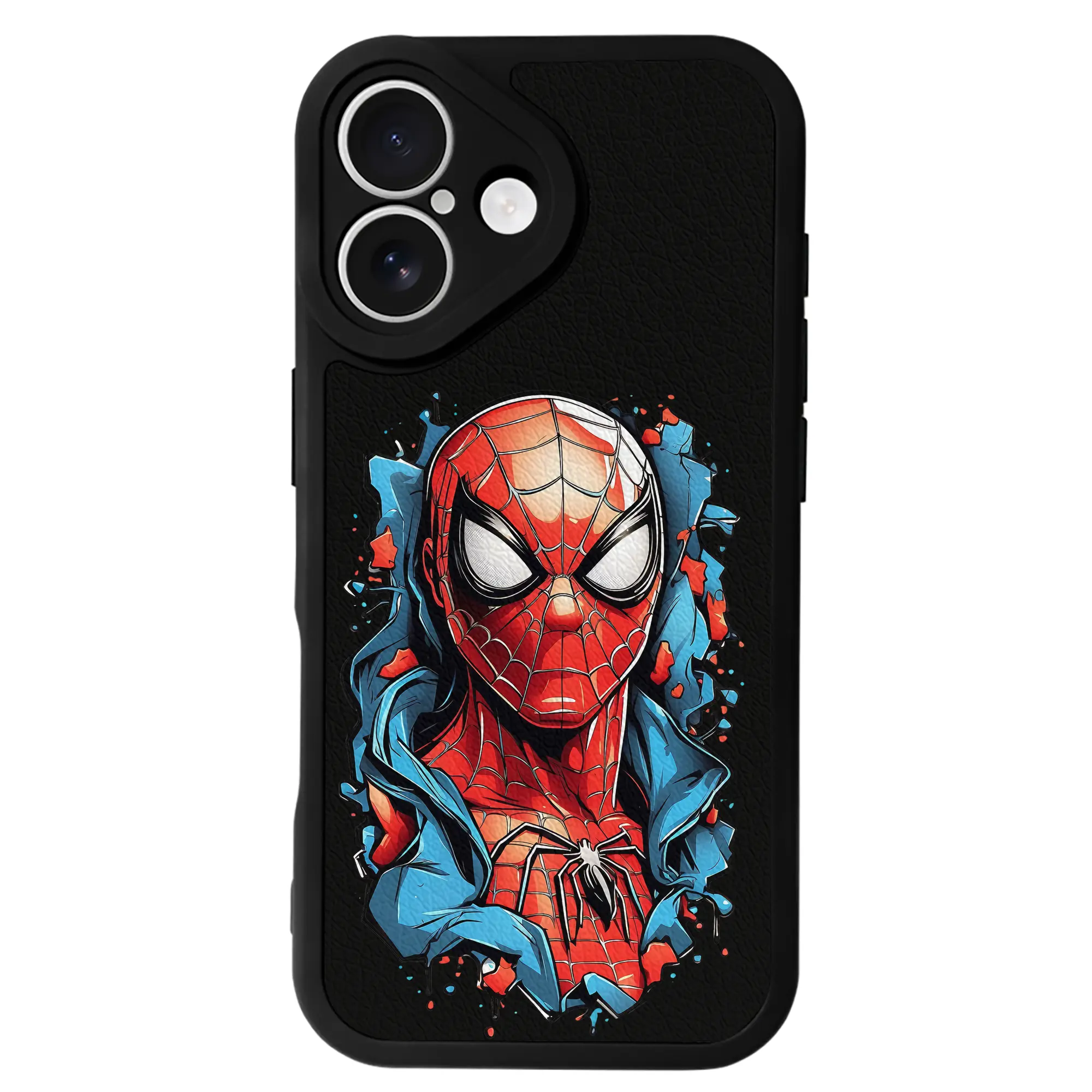 アベンジャーズ (Avenjāzu) グッズ スパイダーマン（Spider-Man） - IPhone 16シリーズ対応 ・ シリコンスマホケース ・ レザー調 ・ 高精度フィット ・ 耐衝撃 ・ ワイヤレス充電対応 ・ 精密カット
